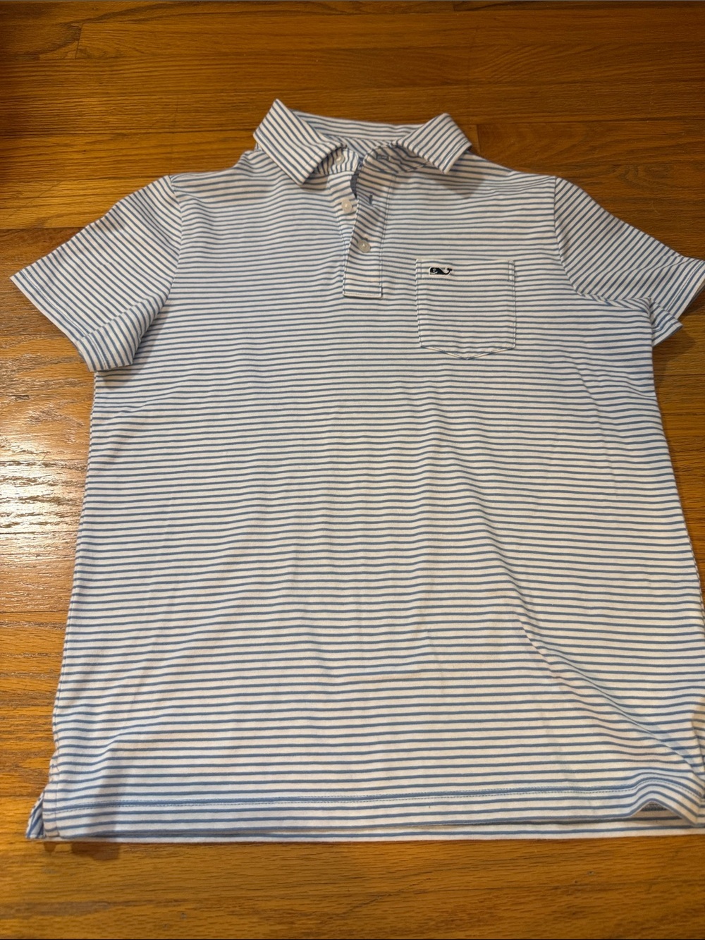 Vineyard Vines Boys White & Light Blue Striped Polo